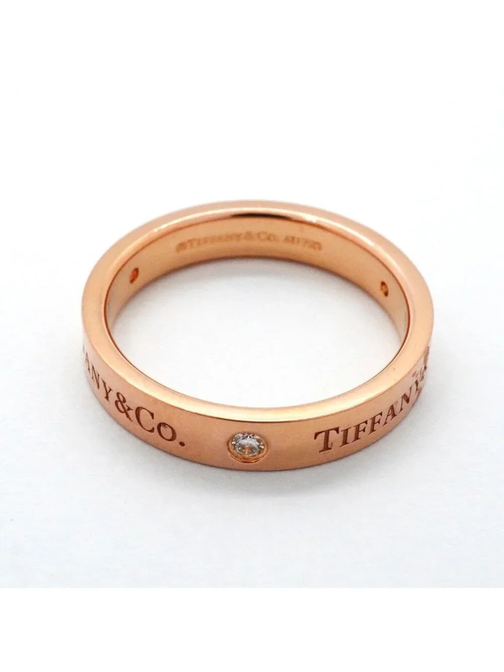 Tiffany & Co Ring Flat Band 18k Pink Gold Diamond